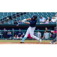 Matthew Etzel hits a bomb for the Montgomery Biscuits