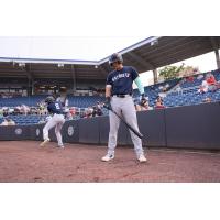 Spencer Jones of the Somerset Patriots warms up