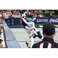 Massachusetts Pirates break up a pass against Fishers Freight