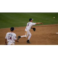 St. Cloud Rox infielder Austin Haley makes a throw