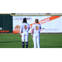 Down East Bird Dawgs shortstop Kam Guidry (left) and second baseman Trotter Harlan