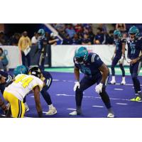 Massachusetts Pirates offensive lineman Navaughn Donaldson vs. the Tulsa Oilers