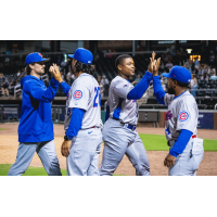 Knoxville Smokies exchange high fives following a win