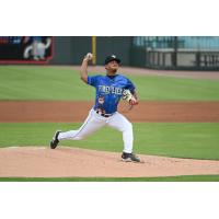 Columbia Fireflies pitcher Hiro Wyatt in his Paw Patrol jersey
