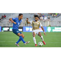 North Carolina FC's Louis Perez battles Birmingham Legion FC 's Danny Trejo