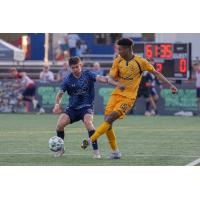 Rhode Island FC defender Frank Nodarse (right) vs. Indy Eleven