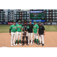 Greensboro Grasshoppers' perfect game ptiching staff and catcher