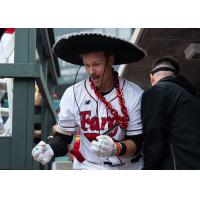 Brendon Dadson of the Fargo-Moorhead RedHawks has some fun in the dugout