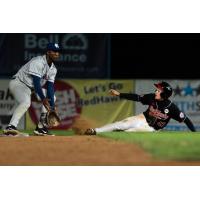 Fargo-Moorhead RedHawks infielder Michael Hallquist slides into second