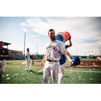 Alex McGarry of the Kansas City Monarchs received an unexpected shower