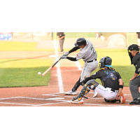 Long Island Ducks infielder Kole Kaler at bat
