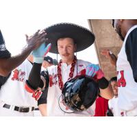 Fargo-Moorhead RedHawks congratulate Brendon Dadson after his home run