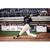 Taylor Freeman takes a big swing for the Fond du Lac Dock Spiders