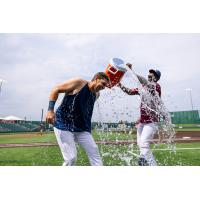 Robbie Glendinning of the Kansas City Monarchs gets a Gatorade shower