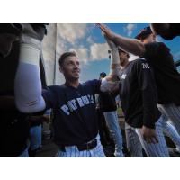 Somerset Patriots congratulate Cole Gabrielson after his home run