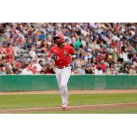Keshawn Lynch of the Winnipeg Goldeyes rounds the bases