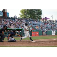 Greensboro Grasshoppers catcher Derek Berg at bat