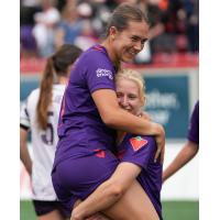 Kathryn Harvey of Calgary Wild FC celebrates a goal
