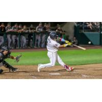 Tri-City Dust Devils catcher Juan Flores at bat