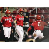 Abdiel Layer (middle), #24 Torin Montgomery and #6 Henry George of the Sioux City Exporers