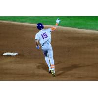 Carson Benge of the Syracuse Mets rounds the bases