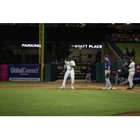 Greensboro Grasshoppers infielder Callan Moss on first
