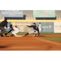 Brendan Jones of the Somerset Patriots slides into second