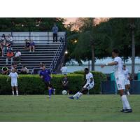 Rhode Island FC defender Karifa Yao gets off a kick vs. Miami FC