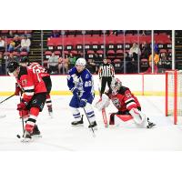 Syracuse Crunch left wing Jakob Pelletier vs. the Utica Comets