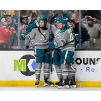San Jose Barracuda gather following a goal