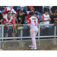 Ottawa Titans utility player Jackie Urbaez signs autographs