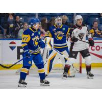 Vancouver Giants defenceman Colton Alain vs. the Saskatoon Blades