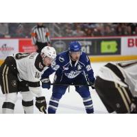 Syracuse Crunch left wing Jakob Pelletier (right)