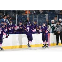 Youngstown Phantoms' Jack Hextall congratulated by team