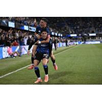San Jose Earthquakes' Niko Tsakiris and Cristian Espinoza
