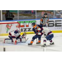 Saginaw Spirit goaltender Stepan Shurygin vs. the Flint Firebirds