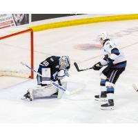 Kelowna Rockets defenceman Mazden Leslie vs. the Victoria Royals