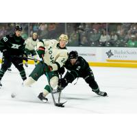 Iowa Wild's Oskar Olausson versus Texas Stars' Trey Taylor