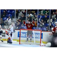Vancouver Giants react after a goal against the Kamloops Blazers