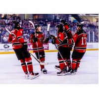 Red Deer Rebels gather following a goal