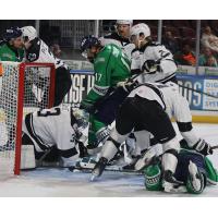 Florida Everblades forward  Oliver Cooper fights for a goal against the Wichita Thunder