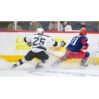 Wichita Thunder defenseman Jack Bar (left) vs. the Allen Americans