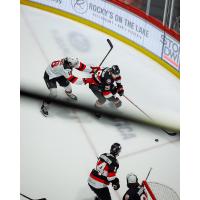 Belleville Senators defenseman Carter Yakemchuk (right)