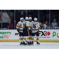 Atlanta Gladiators gather after a goal