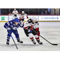 Syracuse Crunch defenseman Maxim Groshev vs. the Utica Comets