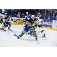 Syracuse Crunch left wing Nick Abruzzese vs. the Hershey Bears