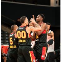 College Park Skyhawks' Dwight Murry, Kobe Johnson, and N'Faly Dante on game night