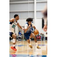 Delaware Blue Coats guard Hunter Sallis drives to the hoop