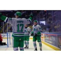 Oliver Cooper of the Florida Everblades reacts after his goal