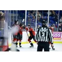 Vancouver Giants react after a goal against the Lethbridge Hurricanes